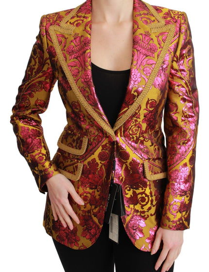 Dolce & Gabbana Pink Gold Jacquard Blazer Jacket - Ellie Belle