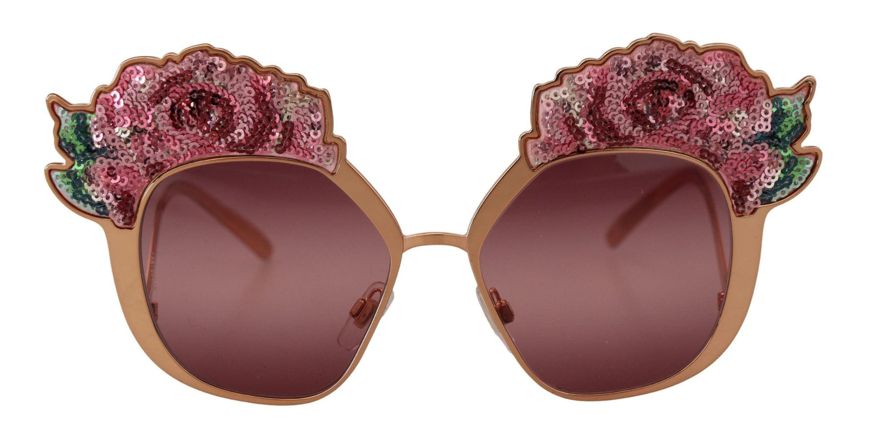 Dolce & Gabbana Pink Gold Rose Sequin Embroidery DG2202 Sunglasses - Ellie Belle