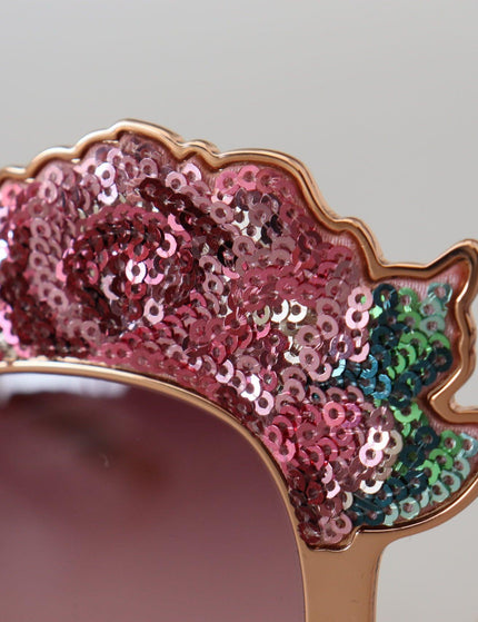 Dolce & Gabbana Pink Gold Rose Sequin Embroidery DG2202 Sunglasses - Ellie Belle
