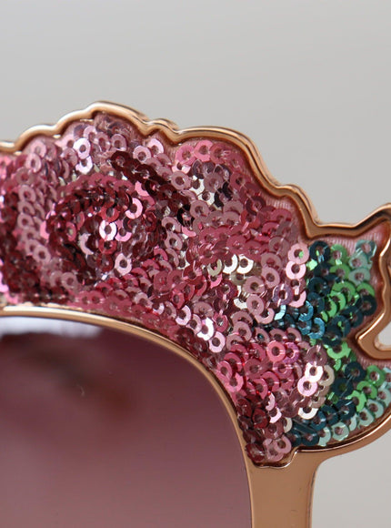 Dolce & Gabbana Pink Gold Rose Sequin Embroidery DG2202 Sunglasses