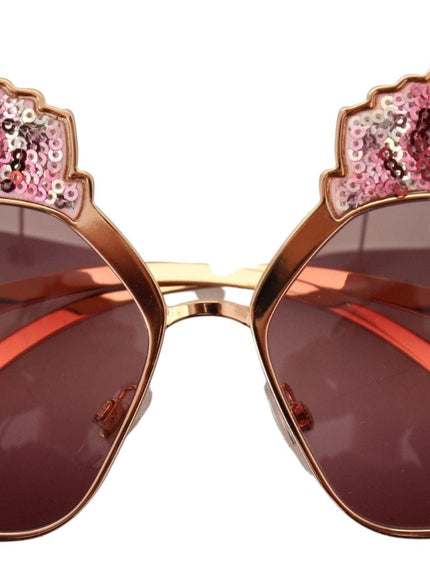 Dolce & Gabbana Pink Gold Rose Sequin Embroidery DG2202 Sunglasses