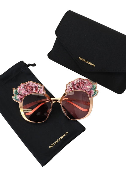 Dolce & Gabbana Pink Gold Rose Sequin Embroidery DG2202 Sunglasses