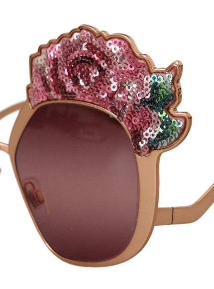 Dolce & Gabbana Pink Gold Rose Sequin Embroidery DG2202 Sunglasses