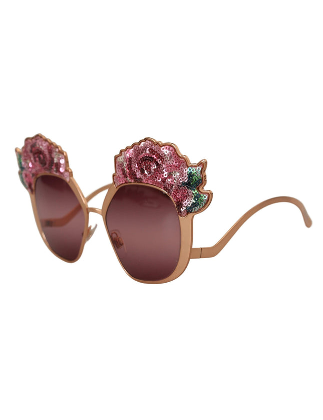 Dolce & Gabbana Pink Gold Rose Sequin Embroidery DG2202 Sunglasses - Ellie Belle