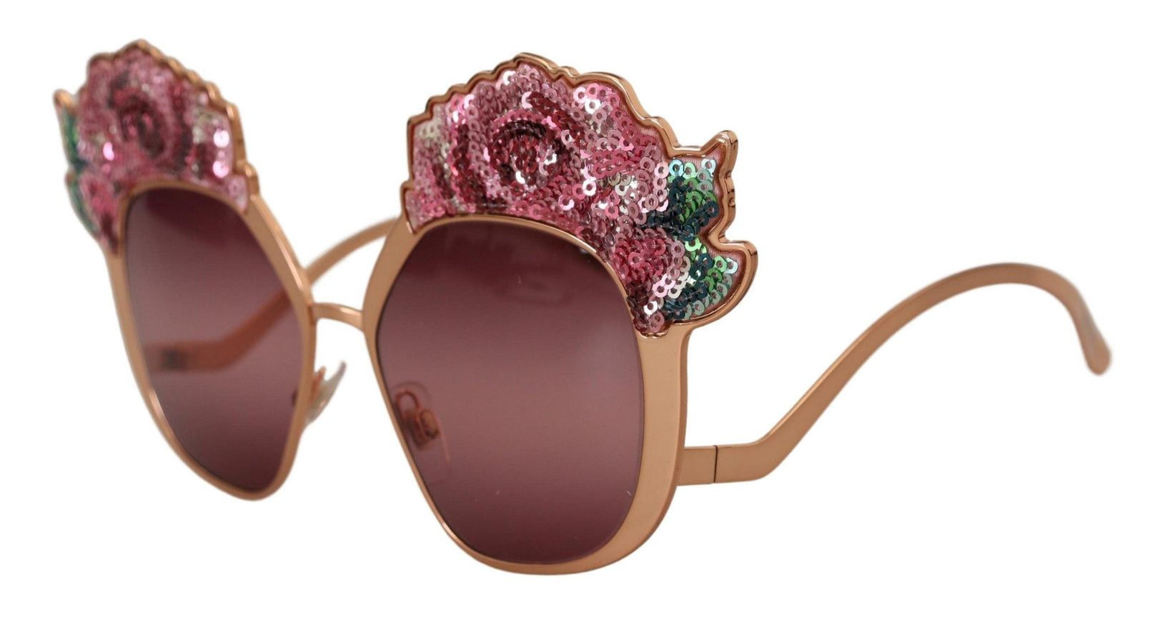 Dolce & Gabbana Pink Gold Rose Sequin Embroidery DG2202 Sunglasses - Ellie Belle