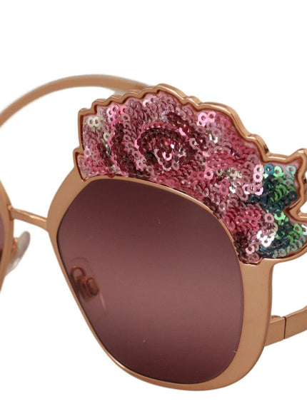 Dolce & Gabbana Pink Gold Rose Sequin Embroidery DG2202 Sunglasses