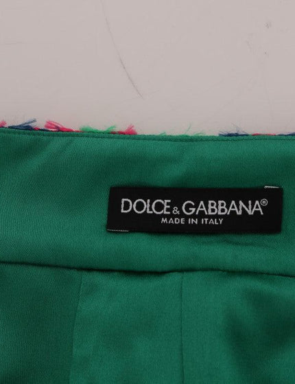 Dolce & Gabbana Pink Green Jacquard Pencil Skirt - Ellie Belle