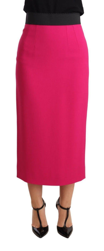 Dolce & Gabbana Pink High Waist Stretch Pencil Straight Skirt - Ellie Belle