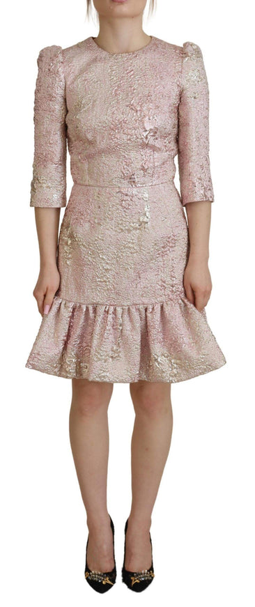 Dolce & Gabbana Elegant Pink Jacquard Midi Sheath Dress - IT38 | Xs Dolce & Gabbana Elegant Pink Jacquard Midi Sheath Dress - IT38 | Xs