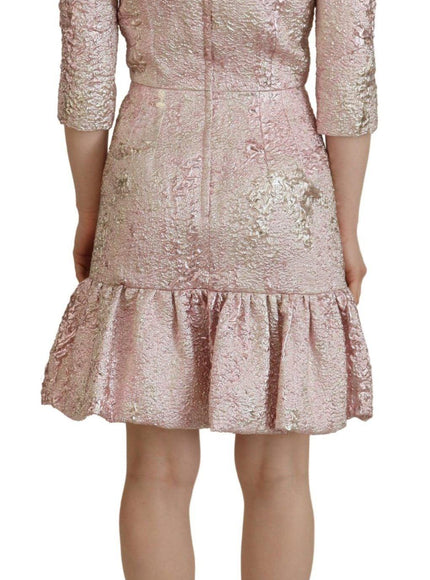 Dolce & Gabbana Pink Jaquard 3/4 Sleeve Sheath Midi Dress - Ellie Ellie Belle Dolce & Gabbana Pink Jaquard 3/4 Sleeve Sheath Midi Dress - Ellie Ellie Belle