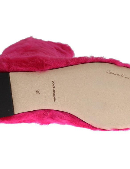 Dolce & Gabbana Pink Lamb Fur Leather Flat Boots - Ellie Belle