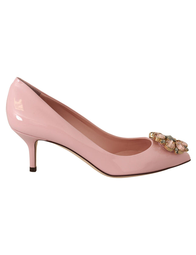 Dolce & Gabbana Pink Leather Crystal Heels Pumps Heels Shoes - Ellie Belle
