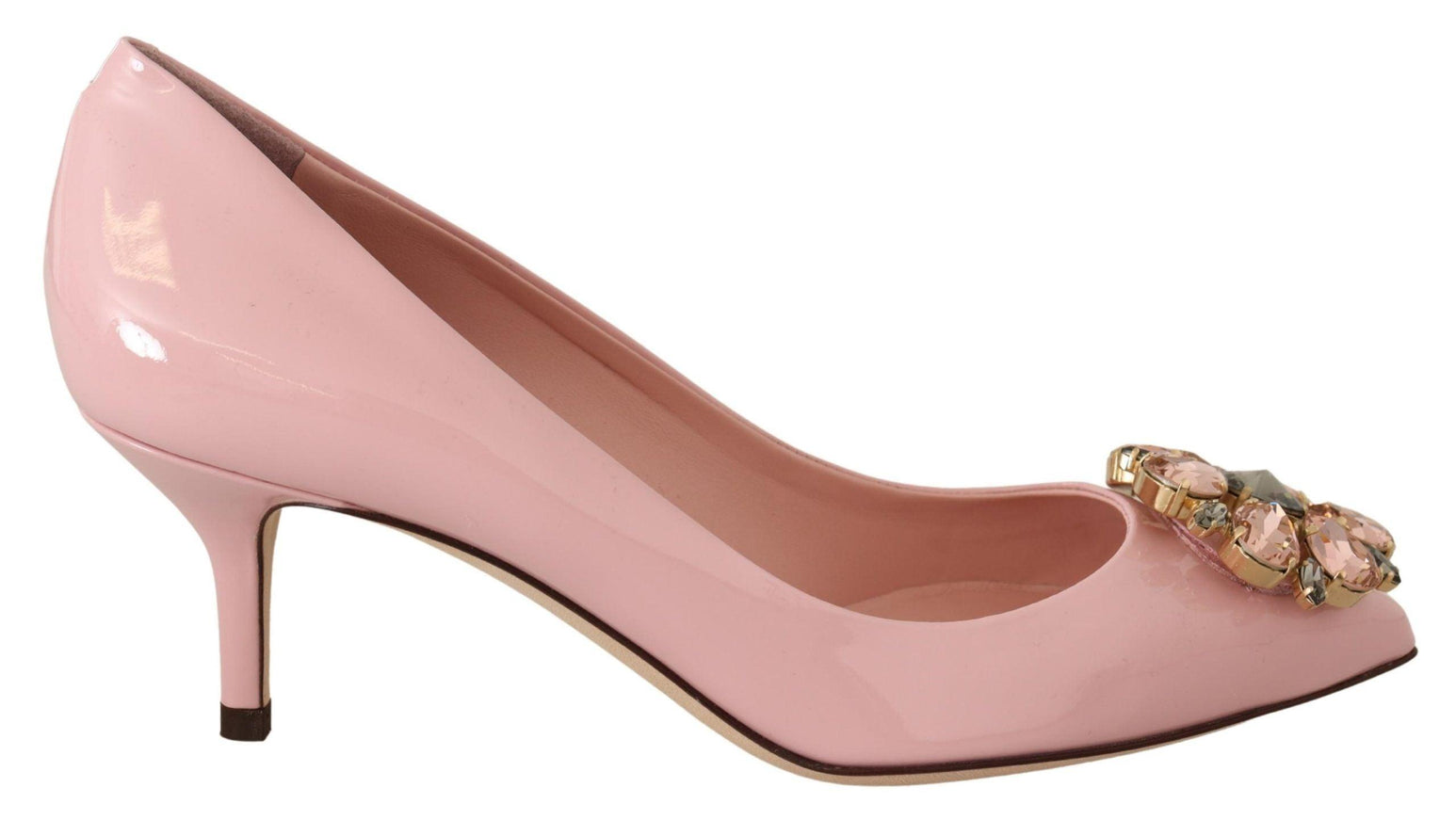 Dolce & Gabbana Pink Leather Crystal Heels Pumps Heels Shoes - Ellie Belle