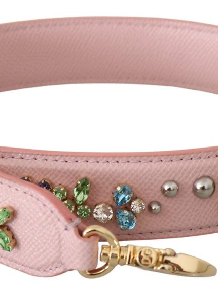 Dolce & Gabbana Pink Leather Crystal Stud Accessory Shoulder Strap