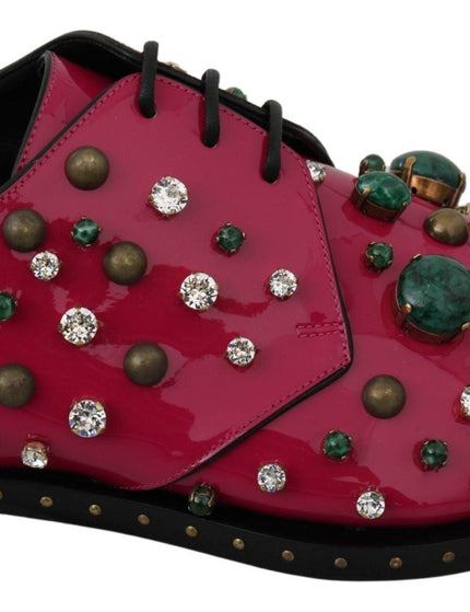 Dolce & Gabbana Pink Leather Crystals Dress Broque Shoes - Ellie Belle