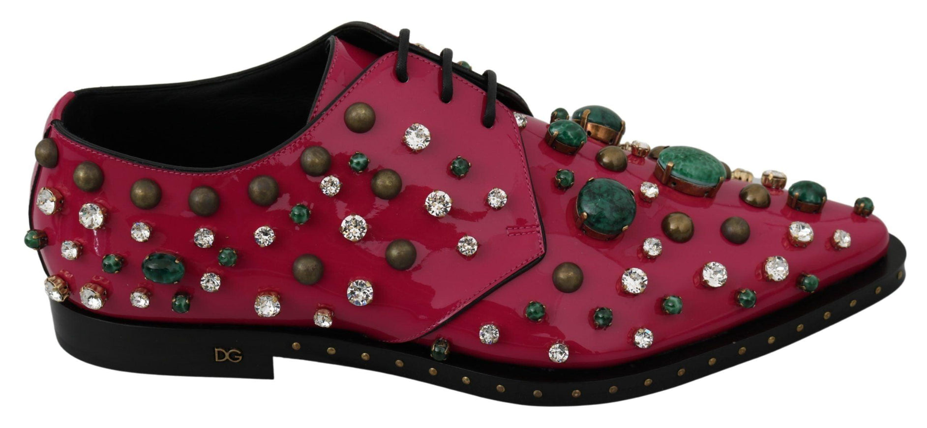 Dolce & Gabbana Pink Leather Crystals Dress Broque Shoes - Ellie Belle