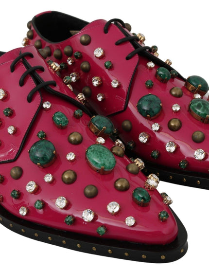 Dolce & Gabbana Pink Leather Crystals Dress Broque Shoes - Ellie Belle