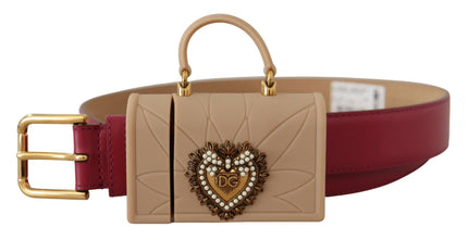 Dolce & Gabbana Pink Leather Devotion Heart Micro Bag Headphones Belt - Ellie Belle