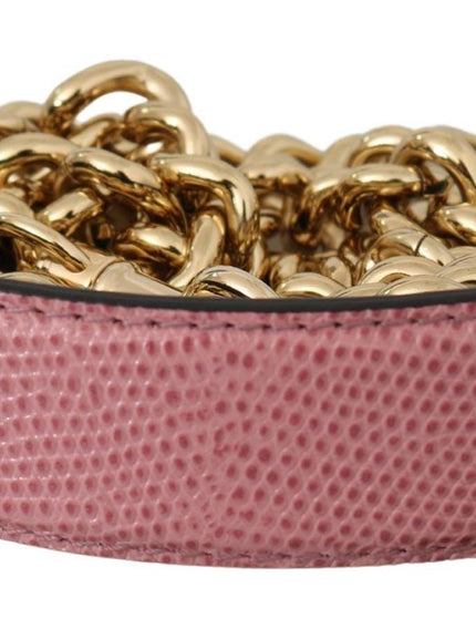 Dolce & Gabbana Pink Leather Gold Chain Accessory Shoulder Strap - Ellie Belle