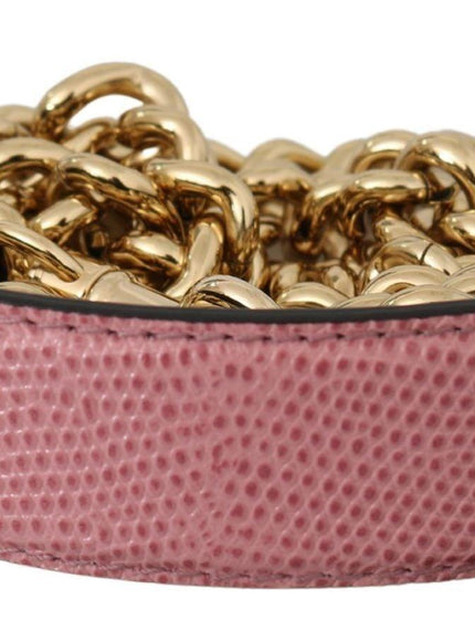 Dolce & Gabbana Pink Leather Gold Chain Accessory Shoulder Strap