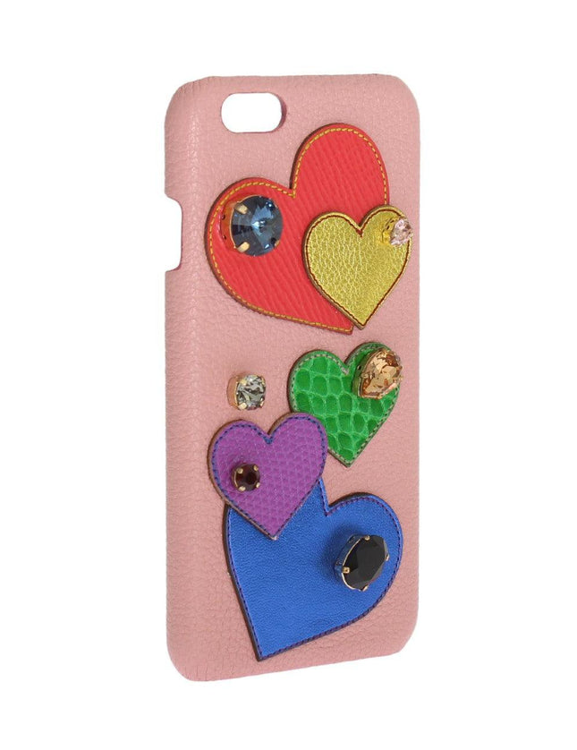 Dolce & Gabbana Pink Leather Heart Crystal Phone Case - Ellie Belle