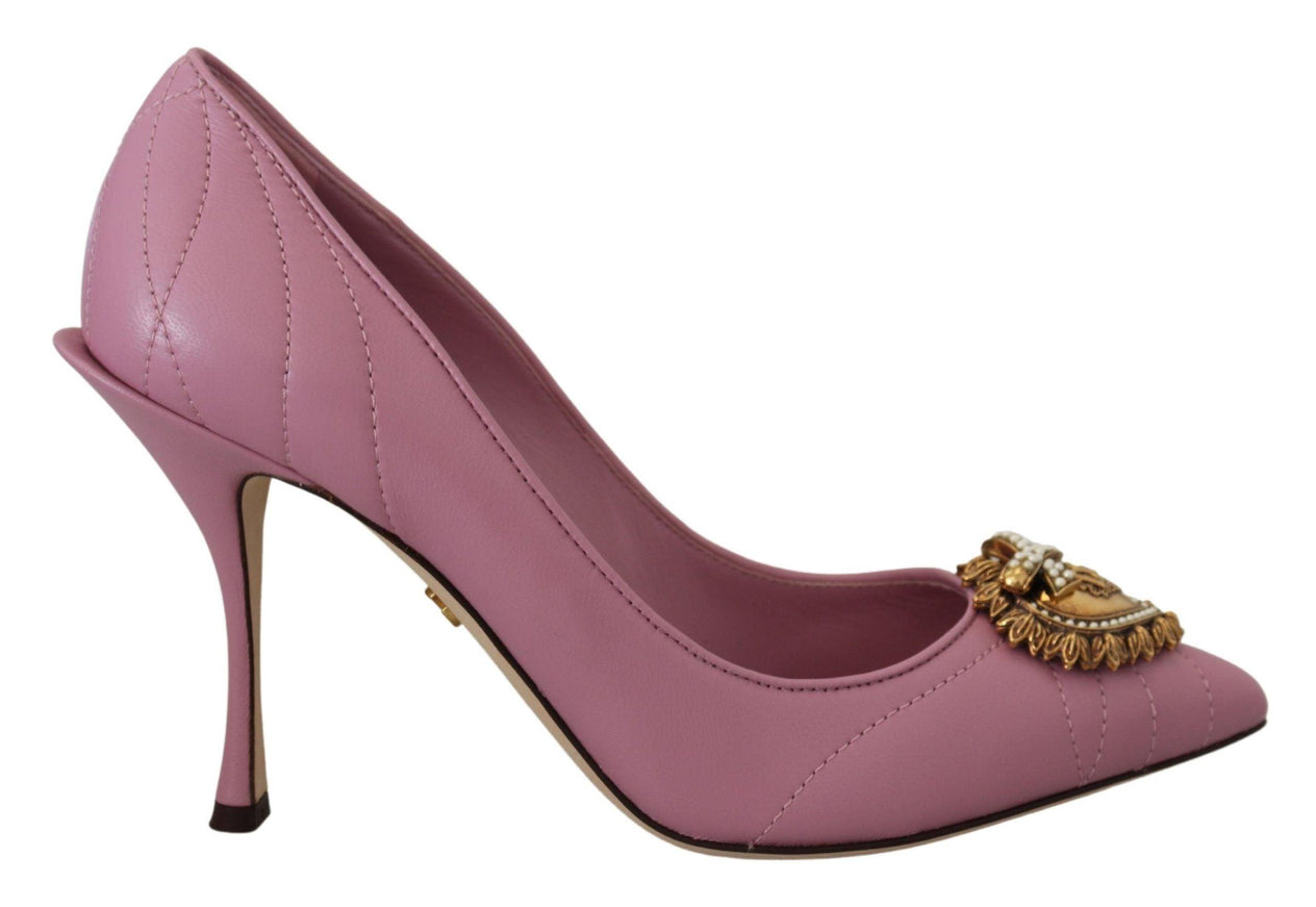 Dolce & Gabbana Pink Leather Heart DEVOTION Heels Pumps Shoes - Ellie Belle