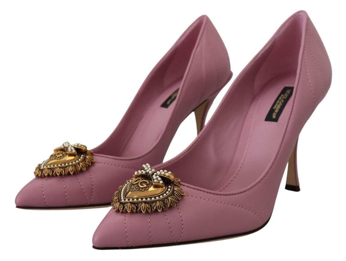 Dolce & Gabbana Pink Leather Heart DEVOTION Heels Pumps Shoes - Ellie Belle