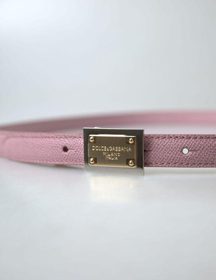 Dolce & Gabbana Pink Leather Logo Engraved Metal Buckle Belt - Ellie Belle