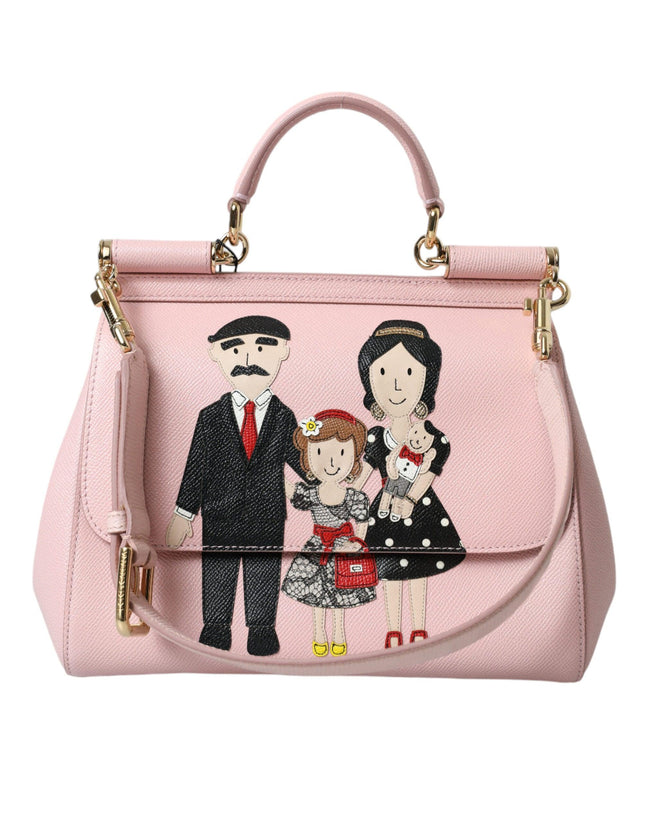 Dolce & Gabbana Pink Leather SICILY DG Family Motive Tote Shoulder Bag - Ellie Belle
