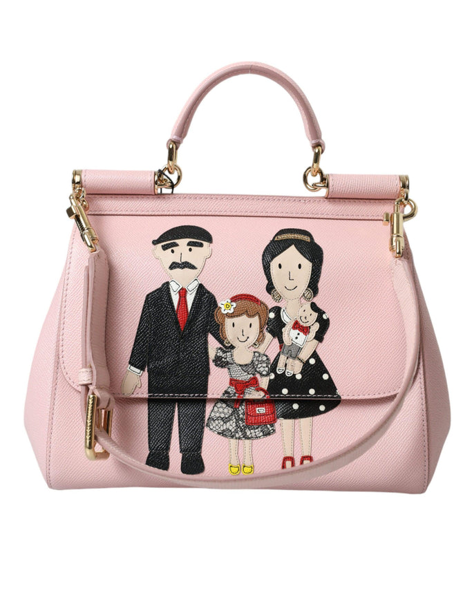 Dolce & Gabbana Pink Leather SICILY DG Family Motive Tote Shoulder Bag - Ellie Belle