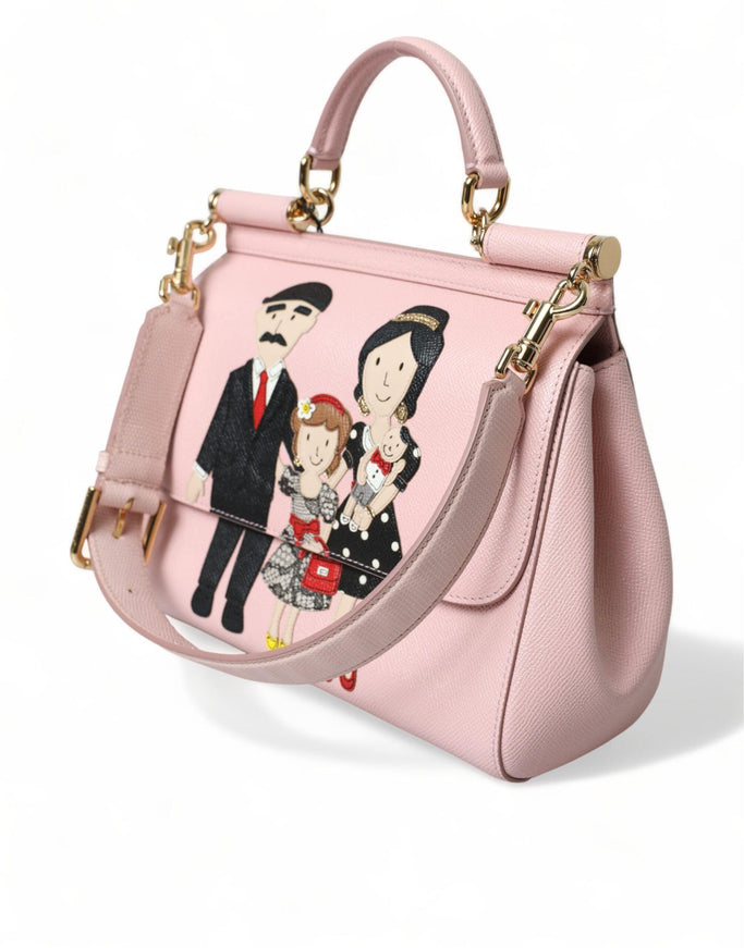 Dolce & Gabbana Pink Leather SICILY DG Family Motive Tote Shoulder Bag - Ellie Belle