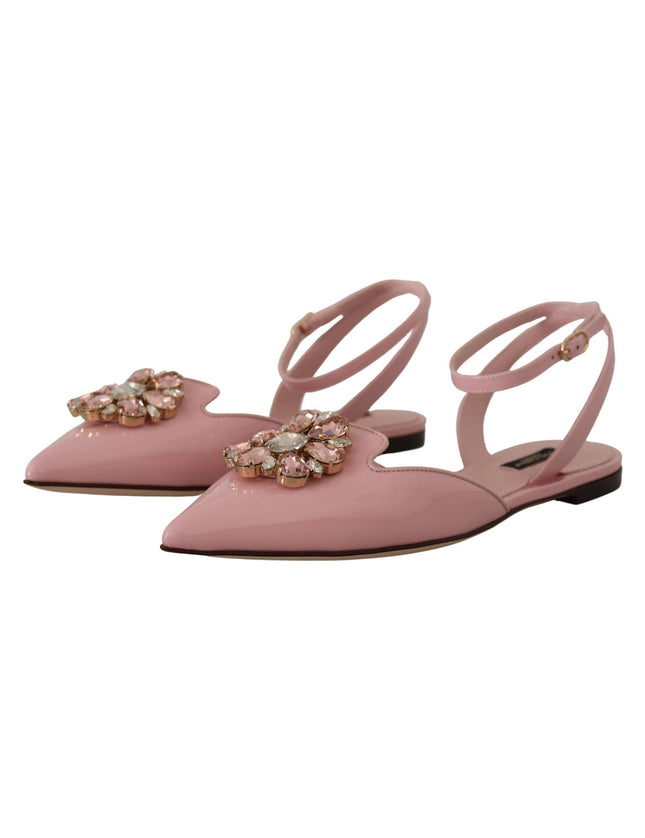 Dolce & Gabbana Pink Leather Slingbacks Crystal Pumps Shoes - Ellie Belle