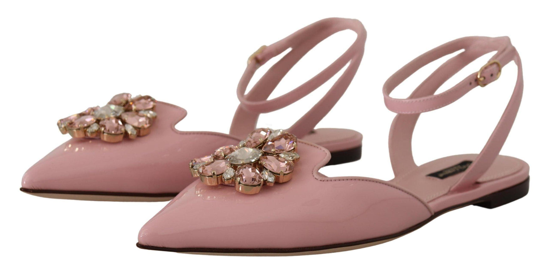 Dolce & Gabbana Pink Leather Slingbacks Crystal Pumps Shoes - Ellie Belle