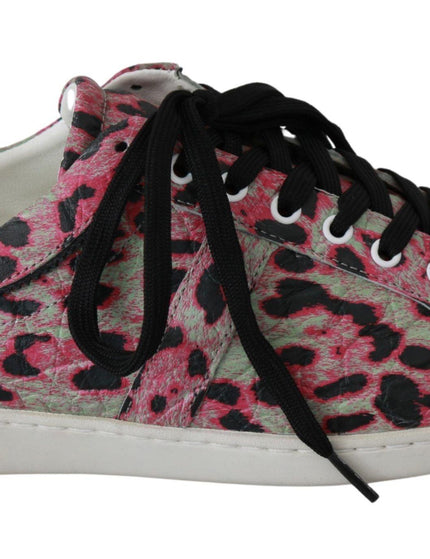 Dolce & Gabbana Pink Leopard Print Training Leather Flat Sneakers - Ellie Belle