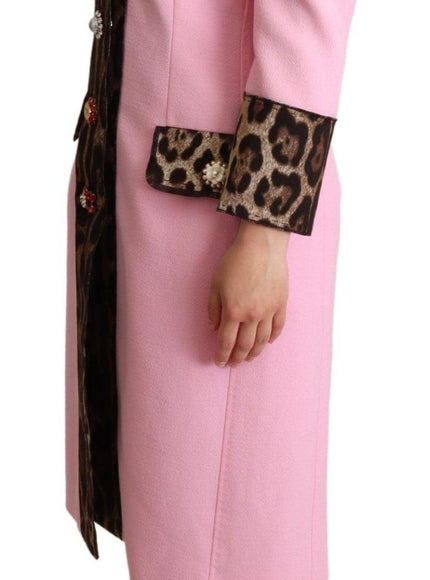 Dolce & Gabbana Pink Leopard Wool Trenchcoat Jacket - Ellie Belle