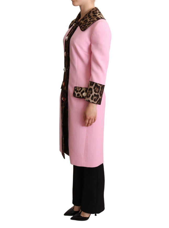 Dolce & Gabbana Pink Leopard Wool Trenchcoat Jacket - Ellie Belle