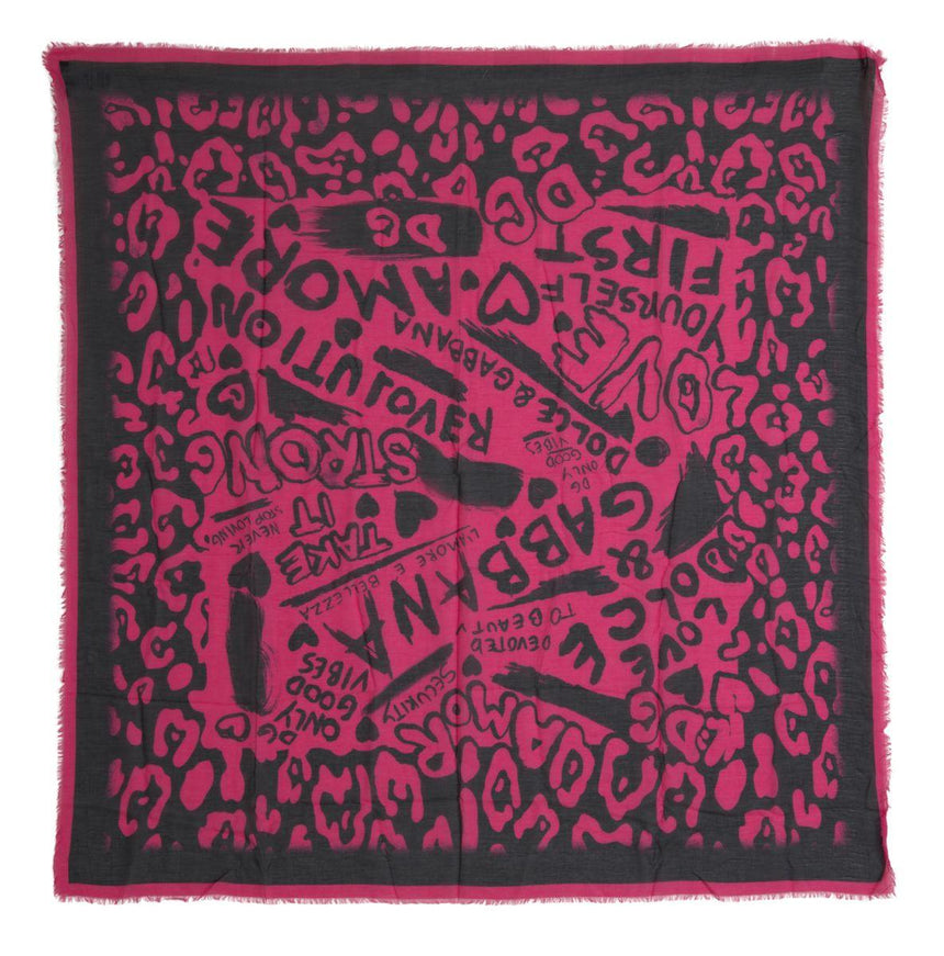 Dolce & Gabbana Pink Logo Print Shawl Modal Neck Wrap Scarf - Ellie Belle