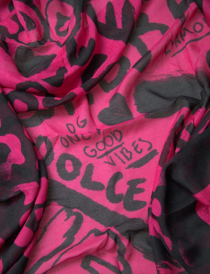 Dolce & Gabbana Pink Logo Print Shawl Modal Neck Wrap Scarf - Ellie Belle