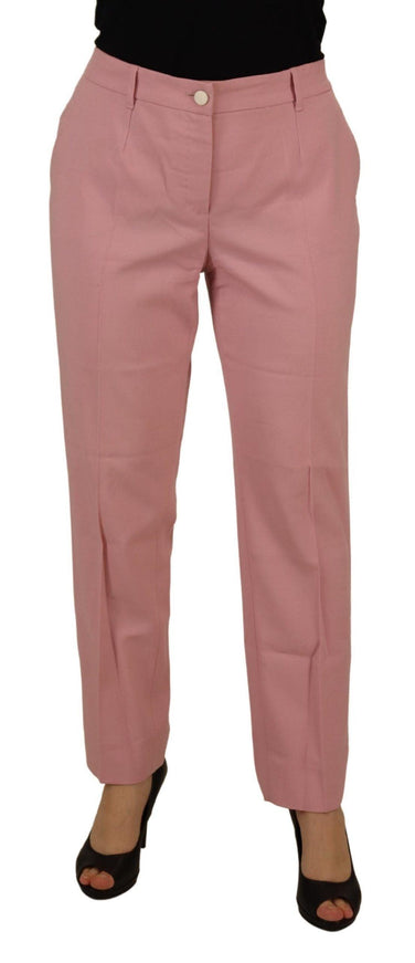 Dolce & Gabbana Pink Mid Waist Straight Leg Trouser Pants - Ellie Belle