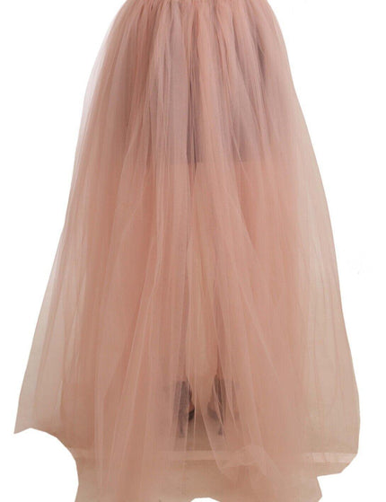 Dolce & Gabbana Pink Nylon Mesh Sheer Floor Length Skirt - Ellie Belle