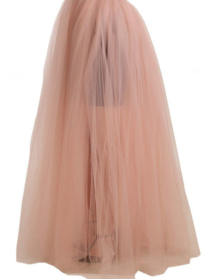 Dolce & Gabbana Pink Nylon Mesh Sheer Floor Length Skirt - Ellie Belle