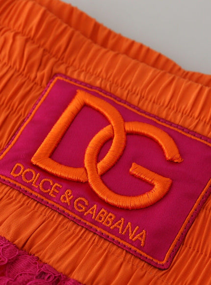 Dolce & Gabbana Pink Orange Lace Cotton High Waist Shorts - Ellie Belle