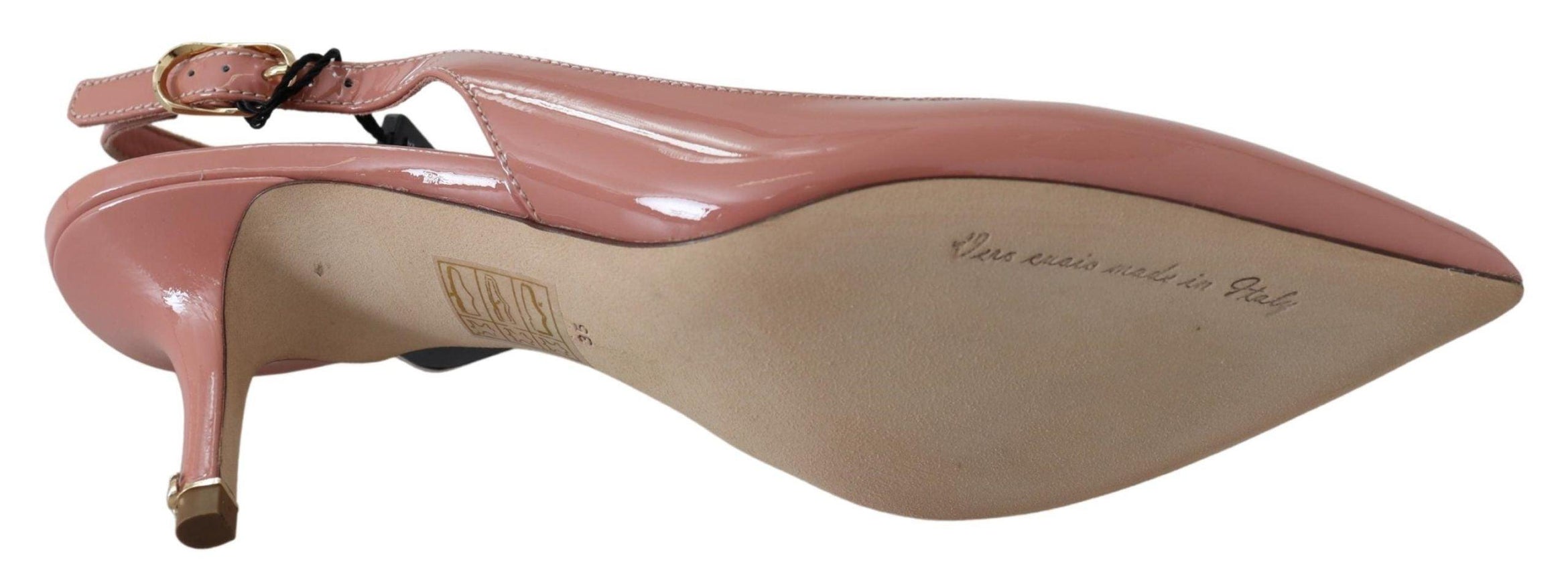 Dolce & Gabbana Pink Patent Leather Slingback Pumps Shoes - Ellie Belle