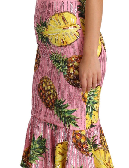 Dolce & Gabbana Pink Pineapple SPECIAL PIECE Midi Dress