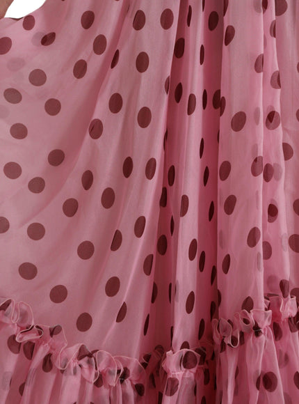 Dolce & Gabbana Pink Polka Dots A-line Strapless Gown Dress - Ellie Belle
