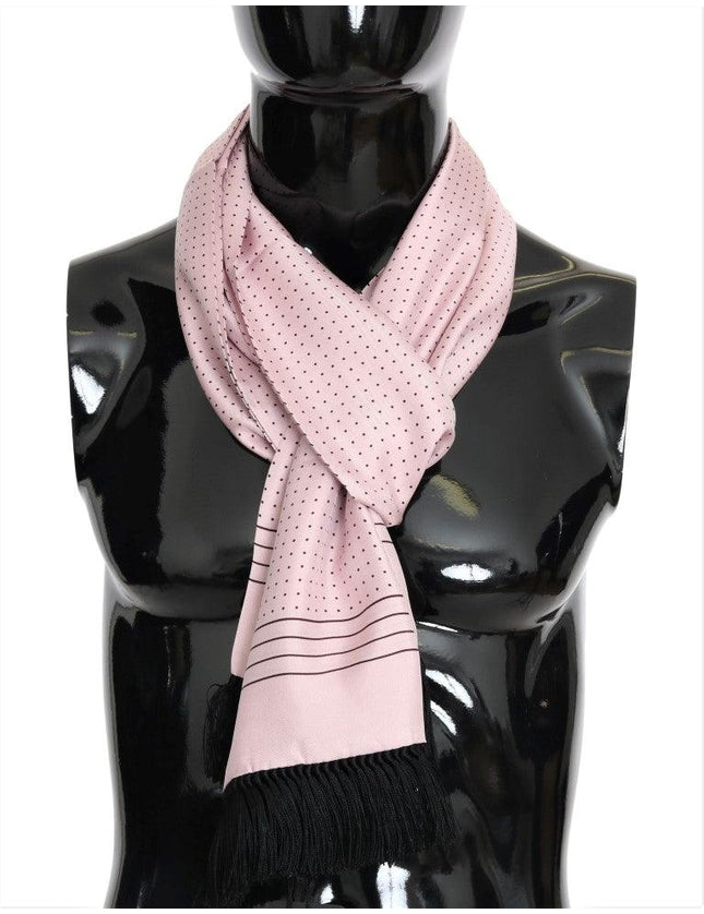 Dolce & Gabbana Pink Polka Dotted Silk Fringes Scarf - Ellie Belle