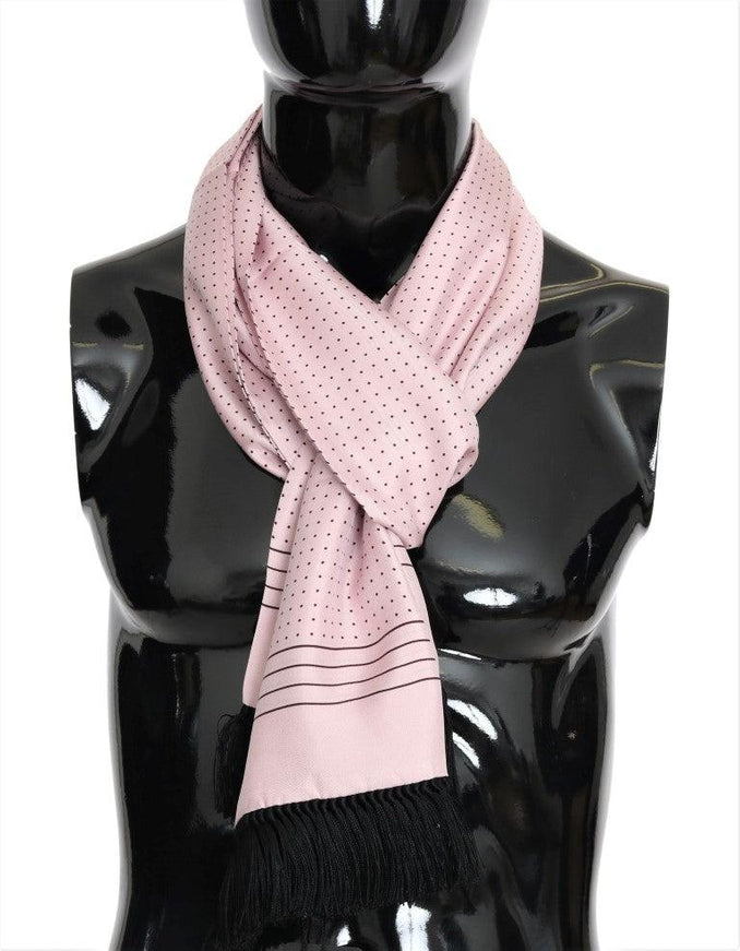 Dolce & Gabbana Pink Polka Dotted Silk Fringes Scarf - Ellie Belle