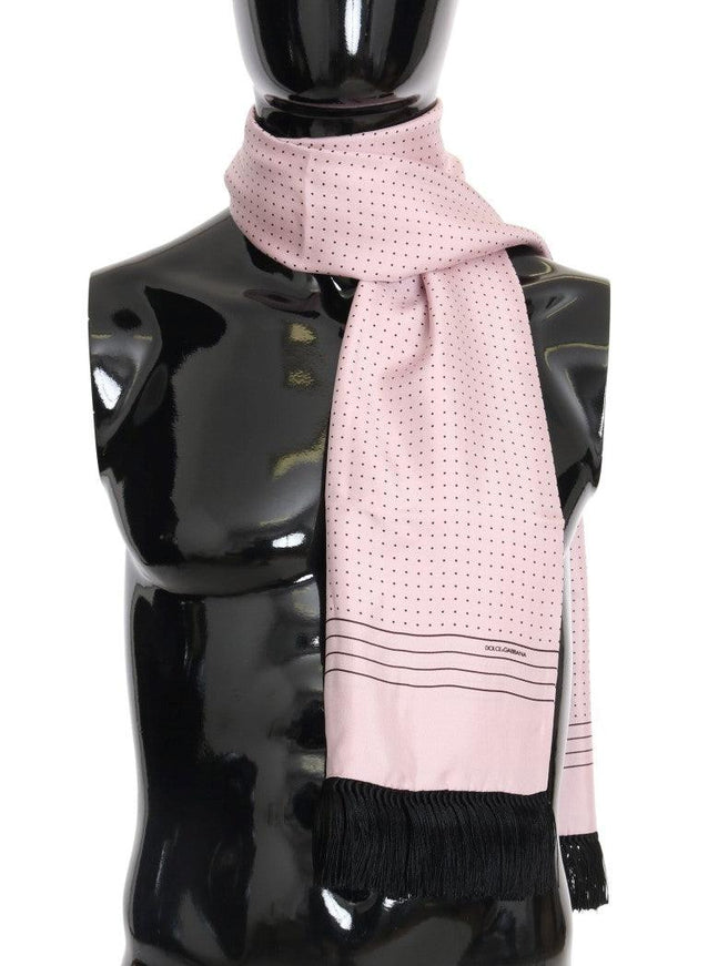 Dolce & Gabbana Pink Polka Dotted Silk Fringes Scarf - Ellie Belle