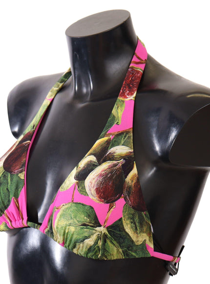 Dolce & Gabbana Pink Printed Nylon Swimsuit Bikini Top Swimwear - Ellie Belle