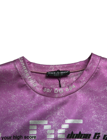 Dolce & Gabbana Pink Purple Logo Print Men Pullover Sweater - Ellie Belle